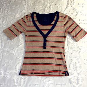 Free People Deep V Ribbed Tee